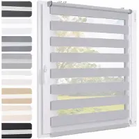 Sekey Doppelrollo 75x150 cm Klemmfix Ohne Bohren Sonnenschutz & Sichtschutz Fensterrollo Grau Sonnenschutzrollo Zebrarollo