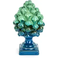Markenlos Keramische Tannenzapfen aus Caltagirone – Blau – Höhe 14 cm – vollständig handgefertigt – 100% Italy