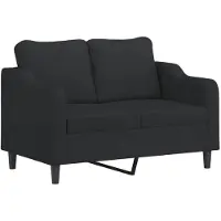 vidaXL 3-tlg. Sofagarnitur mit Kissen Schwarz Stoff