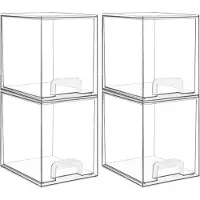 Sonstiges Stapelbare Aufbewahrungsboxen mit Schubladen, transparent, 4er Set, 19 cm hoch