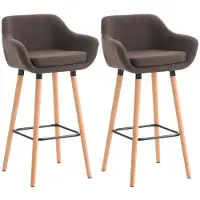 CLP 2er Set Barhocker Grant Stoff braun