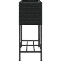 vidaXL Hochbeete mit Ablage 2 Stk. Schwarz 70x28x70 cm Poly Rattan