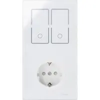 Kopp 852512011 HKi8-Kombination Doppelschalter-Schutzkontakt-Steckdose, eckig, Farbe: weiß