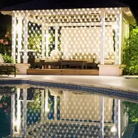 Jayseuw LED Lichternetz 4.5x1.6M Kaltweiß Lichterkette Weihnachtsbeleuchtung Lichtervorhang Innen Deko 8 Modi 300 LEDs