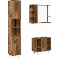 vidaXL 3-tlg. Badmöbel-Set Altholz-Optik Holzwerkstoff