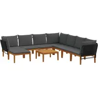 vidaXL 9 stk. Massives Akazienholz & Seil Natur