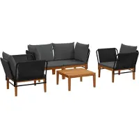 vidaXL 5 stk. Massives Akazienholz & Seil Natur