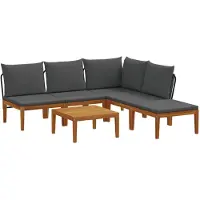 vidaXL 6 stk. Massives Akazienholz & Seil Natur