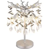 Globo Lighting LED Tischleuchte, silberfarben matt, Glaskristalle, H 50 cm