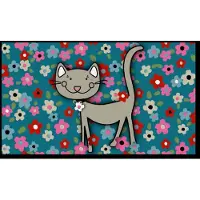 Mercury Velvet-Teppich mit Katzen- und Blumenmuster 45x75 -