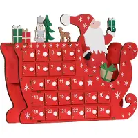 StarTech.com Adventskalender aus Holz Weihnachtsdeko - Füllbar - 24 Schubladen - Weihnachtsbaum Motiv - Wiederverwendbar - 22,5 x 8 x 36 cm - Rot