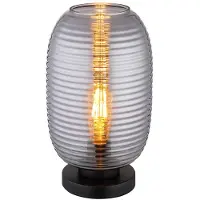 Globo Lighting LED Tischleuchte, schwarz, Glas, Rauchoptik, H 34,5 cm