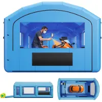 StarTech.com Aufblasbare Lackierkabine - Spritzkabine 7 x 4 x 2,75 m - Mit 2 Gebläsen 550/750 W - Aktivkohlefiltration - Umkleidebereich - PVC-Fenster - Tragbar Blau