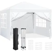 Markenlos Partytent Faltbar - 3x3m - Pop Up Pavillon mit Seitenwänden - Weiß