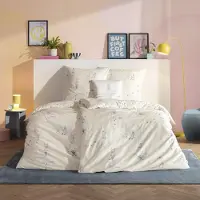 Estella Mako Satin Bettwäsche Yoga Lamas 4851-230 natur 135x200