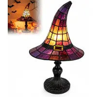 Slyrun Hexenhut Lampe Halloween Deko, Gothic Nachtlicht aus Resin mit USB-Anschluss, dekorative Tischlampe für Wohnzimmer, Schlafzimmer und Party