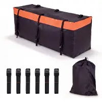 KOMFOTTEU Heckbox für Anhängerkupplung, 453L Auto Hintere Gepäcktasche aus PVC mit verstärkten Riemen & Aufbewahrungstasche, wasserfest & faltbar Transportbox mit für alle Fahrzeug