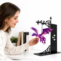 Dopwii Magische Schwebende Drachen Bücherregal Lampe, warmes LED Licht, 3D Drachen Nachtlicht – Fantasy Deko & Leselampe für Regal, Schlafzimmer & Leseecke