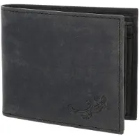 OXMOX Leder Geldbörse Leather RFID Protect Querscheinbörse Lizard 2.0 Embossed Vintage Black schwarz