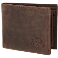 OXMOX Leder Geldbörse Leather RFID Protect Querscheinbörse Crab 2.0 Embossed Vintage Dark Brown dunkelbraun
