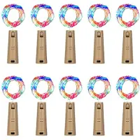 Feilicious LED Flaschenlichterkette mit Korken – 10er Set, je 2 Meter 20 LEDs, batteriebetrieben, E0399 bunt