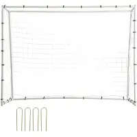 SUGIFT Fußball Rebound Netze Tragbares Prellwand Fußball 242 x 92 x 184 cm, Rebounder Fußball Rückprallnetz Eisenrohr & PE-Netz Kinder & Jugendliche Verstellbar Fußballtor Rebounder Kicker Weiß