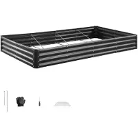 SUGIFT Hochbeet Metall 2400x1200x290 mm, Pflanzbeet, Gemüsebeet, Pflanzkasten mit offenem Boden & abgerundeten Kanten, Blumenbeet, Kräuterbeet, ideal für Gemüse, Blumen, Kräuter & Sukkulenten