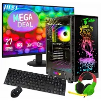 GameMax Multimedia-PC MegaDeal Rockstar Komplett-SET AMD Ryzen 3 4300GE 16GB RAM 1TB SSD Radeon Graphics WIN1 + MSI PRO MP272L (27") + Zubehör