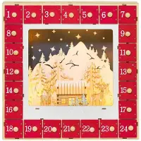 StarTech.com LED Adventskalender - Holz Weihnachtsbaum - 24 befüllbare Schubladen - beleuchtete Weihnachtsdeko - rot