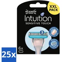 Wilkinson Intuition Sensitive Touch Rasierklingen-Nachfüllpackungen mit pflegendem Gel – 6 Klingen - Vorteilspack - 25 Stücke
