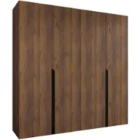 Mirjan 24 Kleiderschrank Mila 1 200, Schlafzimmer, Kleiderschrank, mit vier Drehturen und mit zwei Kleiderstange, Modern, Garderobenschrank (Farbe: Nuss Warmia + Schwarz)