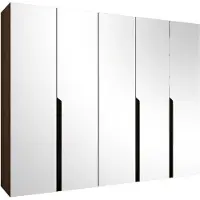Mirjan 24 Kleiderschrank Mila 3 250 mit Spiegel, Schlafzimmer, Kleiderschrank, mit fünf Drehturen und mit drei Kleiderstange, Modern, Garderobenschrank (Farbe: Nuss Warmia + Schwarz)