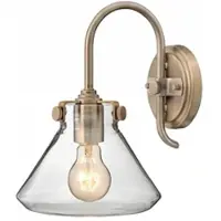 Licht-Erlebnisse Wandleuchte Metall Glas 28,6 CM Hoch Karamell Gebürstet E27 Vintage Design