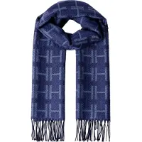 Hackett London für Herren. HM0400111 Blauer Brnd-Schal (OSFA), Lässig, Wolle, Klassisch