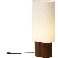 QAZQA Japandi Stehleuchte Nussbaum mit Stoffschirm 70 cm - Lamel