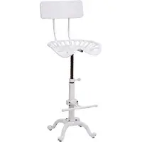 Mendler Barhocker MCW-N26, Barstuhl Tresenhocker, höhenverstellbar drehbar Fußablage Industrial Metall weiß