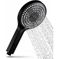 Markenlos Handbrause mit 6 Massagestufen, wassersparender Duschkopf in großem Format (Φ130mm), schwarz