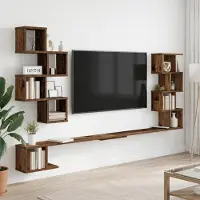 vidaXL Wandmontiertes TV-Regal Altholz 200 x 15 x 94 cm Holzwerkstoff