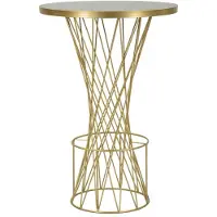 Mauro Ferretti Tower Bartisch aus Eisen und Glas, Ø 70 x 103 cm – Hochkarätiger Designtisch mit goldener Flechtstruktur – Elegantes, modernes Möbelstück