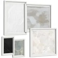 Tulup BILDER SET 5er Set - 50x50 cm & 20x30 cm & 40x60 cm Weißer Rahmen - Steintexturen