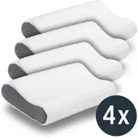 Sleezzz 4 x Premium Viskoelastik Nackenstützkissen 50 x 32 x 11 cm mit hautsympathischem Doppeltuch-Bezug