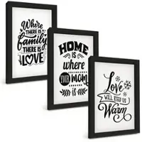 Tulup BILDER SET 3er Set - 20x30 cm Schwarzer Rahmen - Familie, Liebe, Zuhause, Wärme