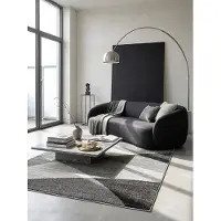 KADIMA DESIGN Niederflor-Teppich Wellen Polypropylen Grau 80x140 cm Wohnzimmer THUR |