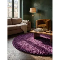 KADIMA DESIGN Hochflorteppich RHEIN, einfarbig, aus Polypropylen, Violett, Ø 120 cm
