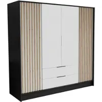 Masseno Drehtürenschrank PELOR 200/200/51 cm Modern Kleiderschrank 4-türig Schwarz