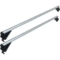 Relaxdays Dachträger, geschlossene Reling, 124 cm, Spannweite 110 cm, Querträger, 180kg, Dachgepäckträger, Alu, silber