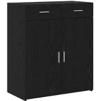 Helloshop26 - Moderner Aufbewahrungsschrank mit Schublade 80 x 42 x 93 cm großer Stauraum schlichtes Design schwarzes Holzwerkstoff 02_0055994