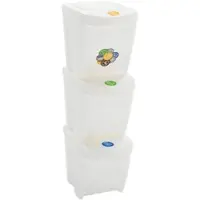 Helloshop26 - Stapelbare Mülleimer 3 Stk. Weiß 75 Liter Polypropylen 02_0006074