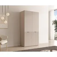 Masseno Drehtürenschrank ATELIO 101/200/51 cm Modern Kleiderschrank 2-türig Kaschmir