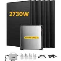 EcoFlow Stream Ultra X, Solaranlage mit Speicher, mit 6 x 455W Bifazialen Solarmodulen, by Powerness - Stream Ultra X | 3840Wh / 4 x Smart Plug / Selbstabholung